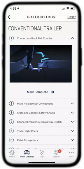 Trailer Checklist in FordPass app